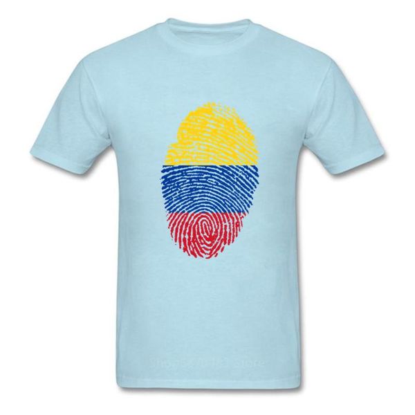 

colombia flag fingerprint t-shirt men striped unique summer t shirt groups tees cotton tshirt woman clothing black new