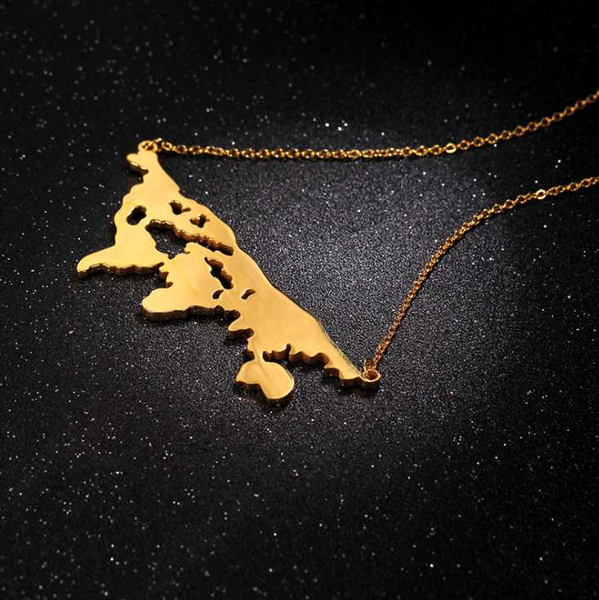 

necklace globetrotter gold map pendant world necklace map crescent moon with pendant ladies delicate, Silver