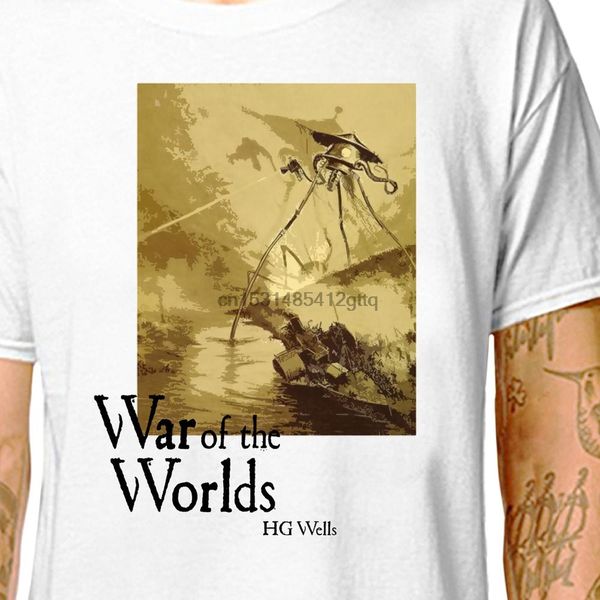 

t shirt war of the worlds hg wells 100% cotton tees (lazycarrot) literary retro book cover martian invasion space