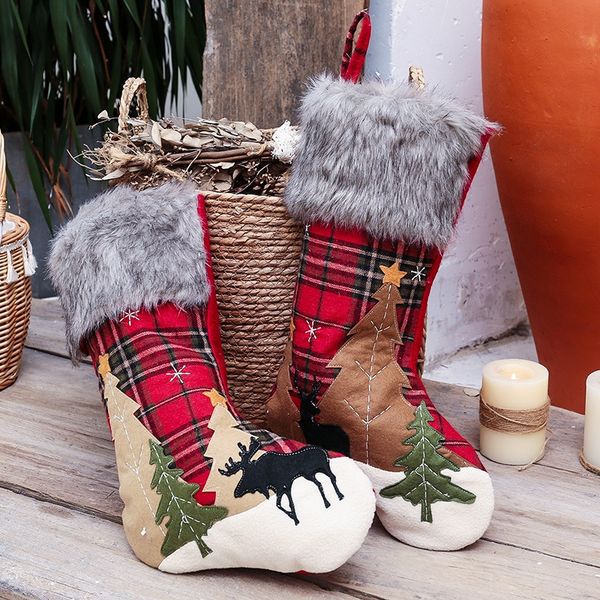 

декоративные товары плед коричневых волос рождественского носков детского декоративный детского подарок подарок мешок конфета мешок 3nhah