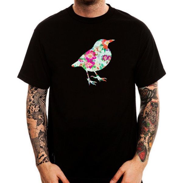 

tees printed o-neck streetwear floral pattern bird silhouette nature printed cotton ment-shirt teeonline tshirt design