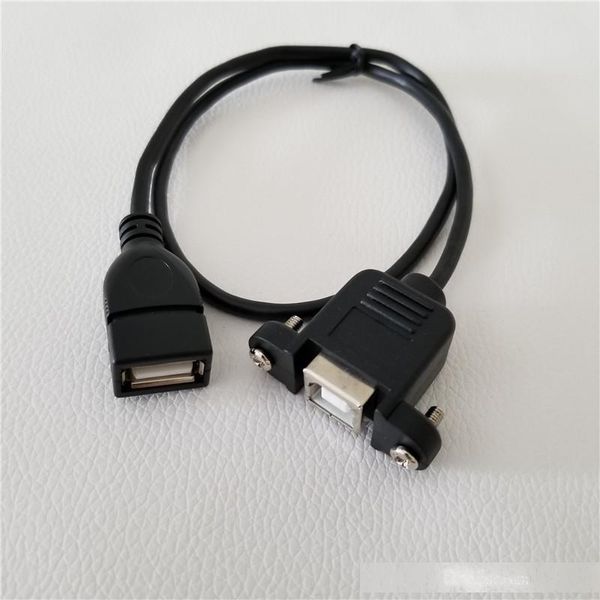 

10pcs/lot usb female to female data extension cable with screws panel mount cable black 50cm