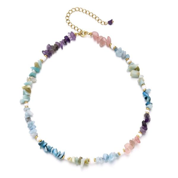 

zmzy bohemia trendy natural stone short necklace exquisite fashion irregular design women charm accessories boho choker gift, Golden;silver