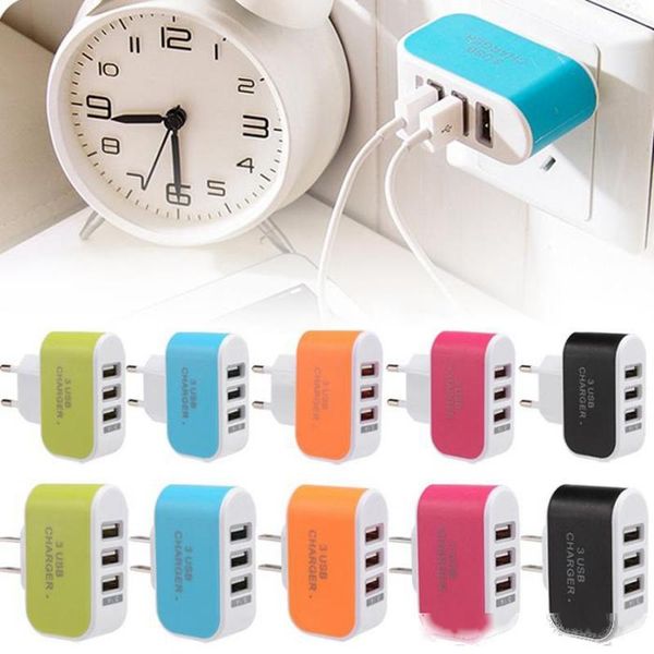 

universal multi port usb charger 3 ports travel usb wall power adatper eu us charger charging for iphone xiaomi samsung charging