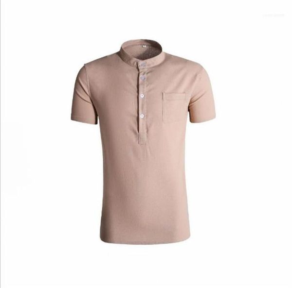 

stand collar mens designer polos summer short sleeve slim solid color tees casual mens business male clothing, White;black