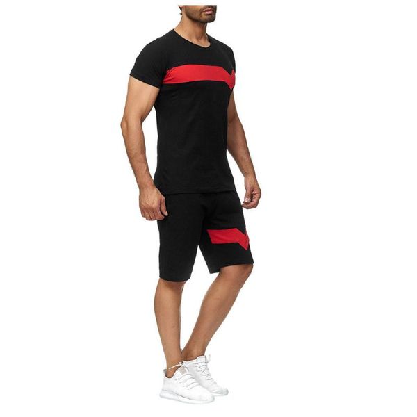 

running sets 2021 fashion men's set jogging sports suits short sleeve shorts suit breatnable and leisure breathable men #3, Black;blue
