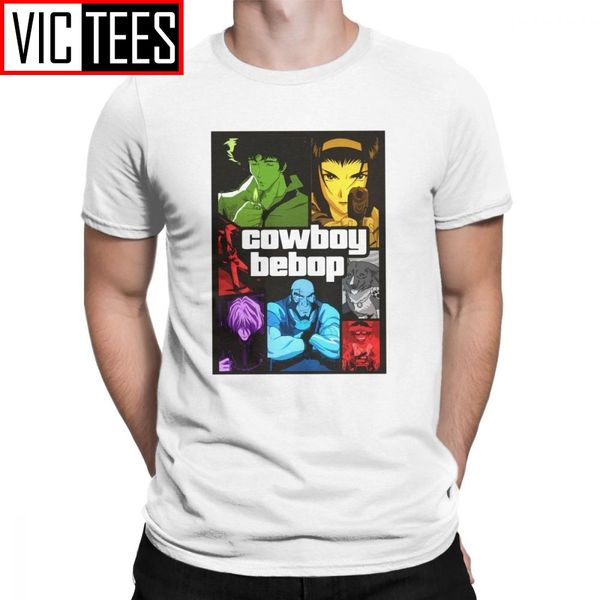 

cowboy bebop gta v mosaic t-shirt for men space anime spike japanese manga jet faye 100% cotton tee shirt men t shirts