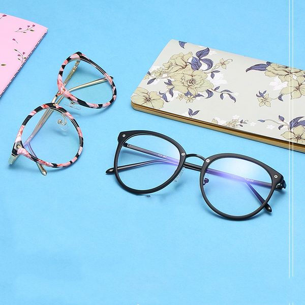 

glasses frame trendy retro eyeglasses frame men women optical korean large round ultralight glasses flat mirror wholesale, Black