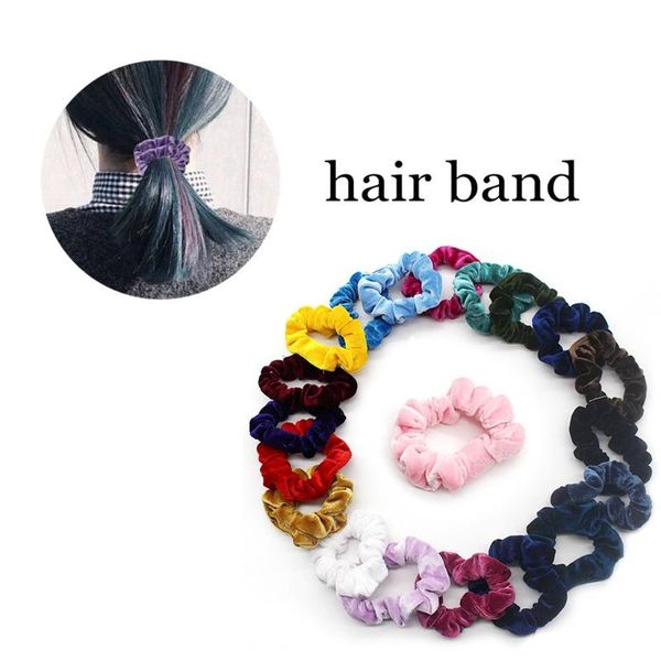 

20 colors korea velvet hair scrunchie elastic hair bands solid color women girls headwear ponytail holder hairs accessories 926