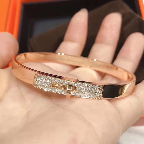 

original chawiill kelly semi-diamond bracelet twist bracelet switch lock female european and american open bracelet v gold, Black