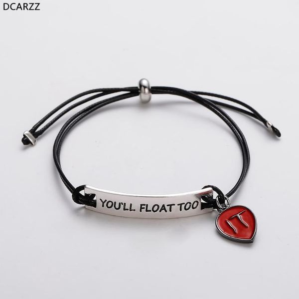

movie charm couple bracelet it pennywise engraved bar bangle enamel punk jewelry women adjustable string bracelet handmade, Red;blue