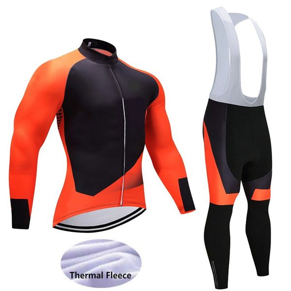 

sptgrvo winter thermal fleece long sleeve cycling jersey set men outdoor road mtb bike clothing traje ciclismo hombre invierno, Black;blue