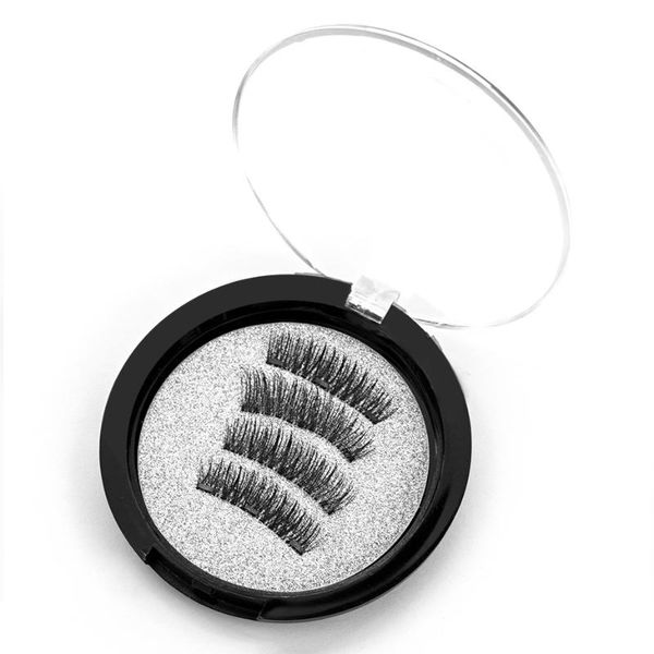 

4pcs/box magnetic eyelashes with 3 magnets handmade natural false eyelash extensions with box magnet lashes makeup tool 20#