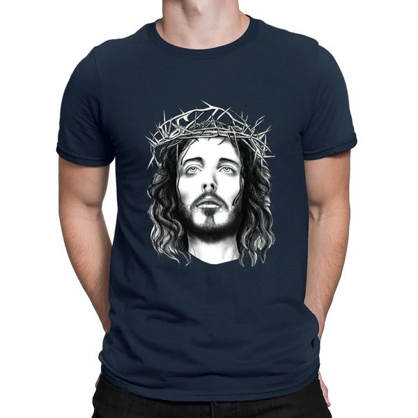 

jesus with crown of thorn t-shirt slogan character hip hop standard t shirt for men spring s-3xl authentic anlarach crazy