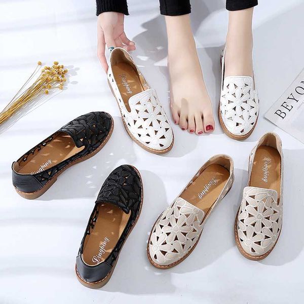 

summer women loafers cut outs slip on flat shoes low heels hollow out casual shoes woman flats espadrilles sandals, Black