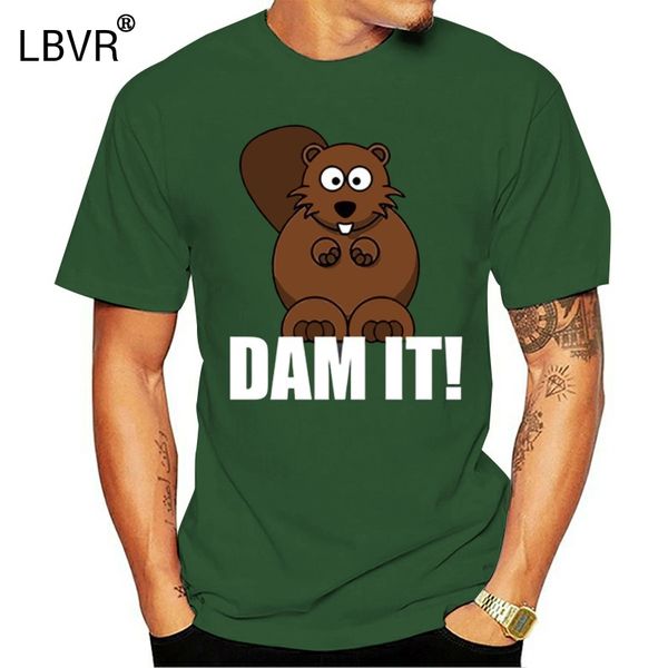 

summer men funny animal cool men's dam it beaver t-shirt fashion men t shirt clothing printed cotton men o neck top
