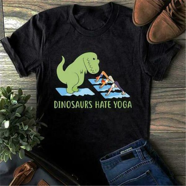 

dinosaurs hate yoga funny t shirt black cotton men s-3xl m xl 2xl 12xl tee shirt