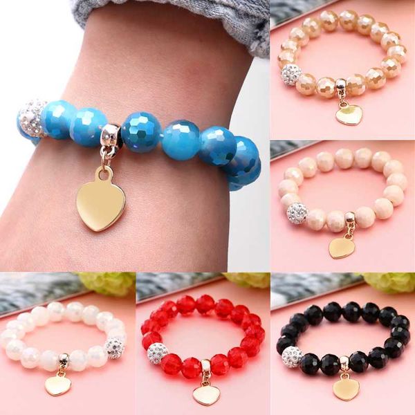 

charm bracelets vintage cute heart for women men simulated pearl bead charms bracelet 2021 femme fashion jewelry, Golden;silver