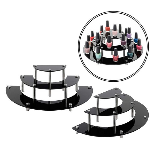 

half moon display shelves stands 3 tier acrylic risers organizer holder