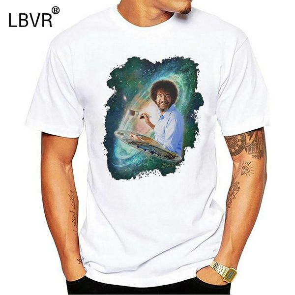 

space bob ross round neck tee shirt 100% cotton t-shirt