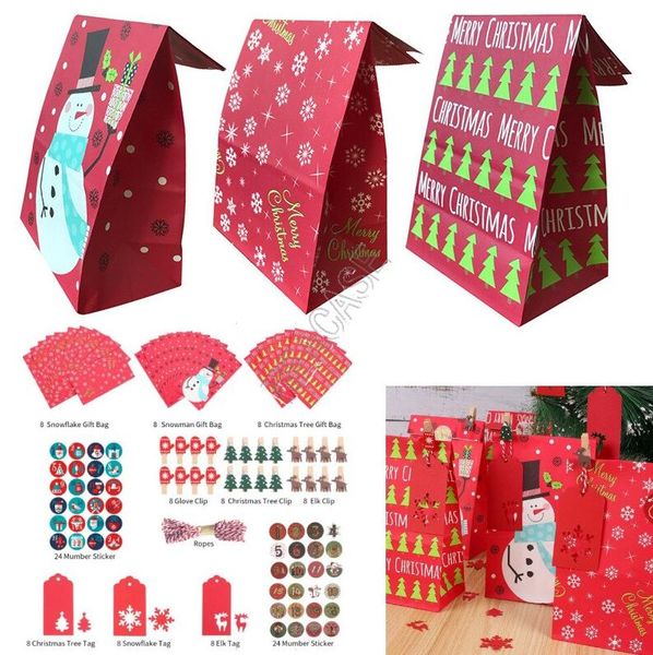

christmas candy dessert paper bag sticker packaging gifts set kraft paper pack bag protable handbag totes cookies candy stroage bags d91708, Black
