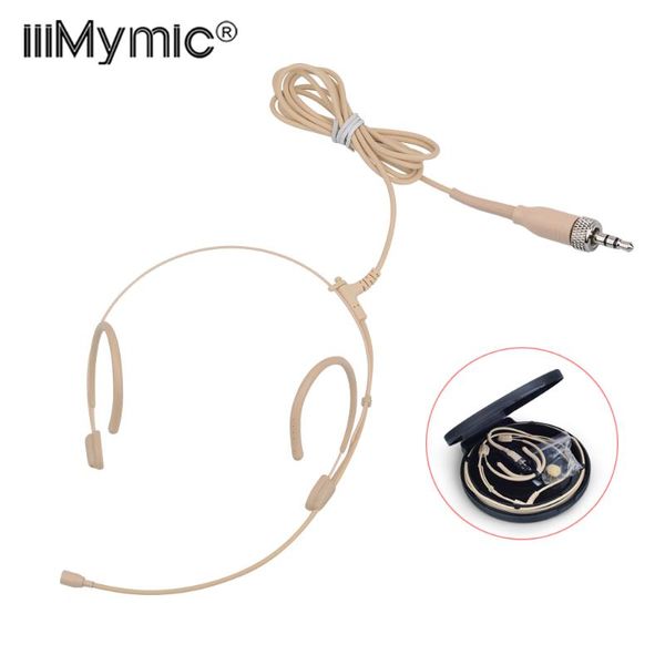 

upgrade version electret condenser headworn headset microphone 3.5mm jack trs locking mic for body pack thick cable