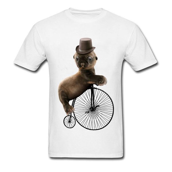 

tees seal unicycle mother day new arrival normal short sleeve 100% cotton crew neck man t-shirts normal sweatshirts