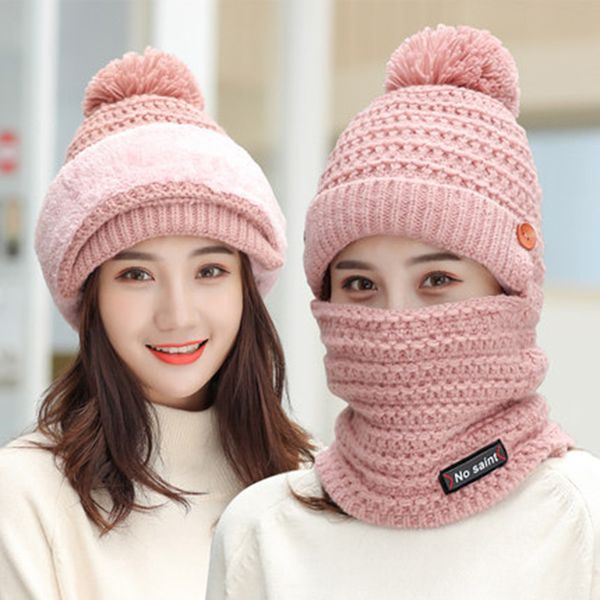 

новый стиль velvet вязаной шапочки женщины шарф цельный hat корейские моды student велоспорт цельного winter, Blue;gray