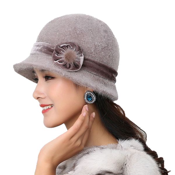 

20 style sell winter women knitted floral skullies super soft wool mix fur hat warm beanies female baggy headwear cap, Blue;gray