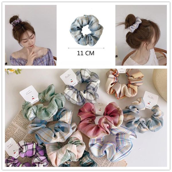 

hair accessories 2021 bm plaid scrunchies for women chiffon oversize scrunchy solid fabrics bands girls
