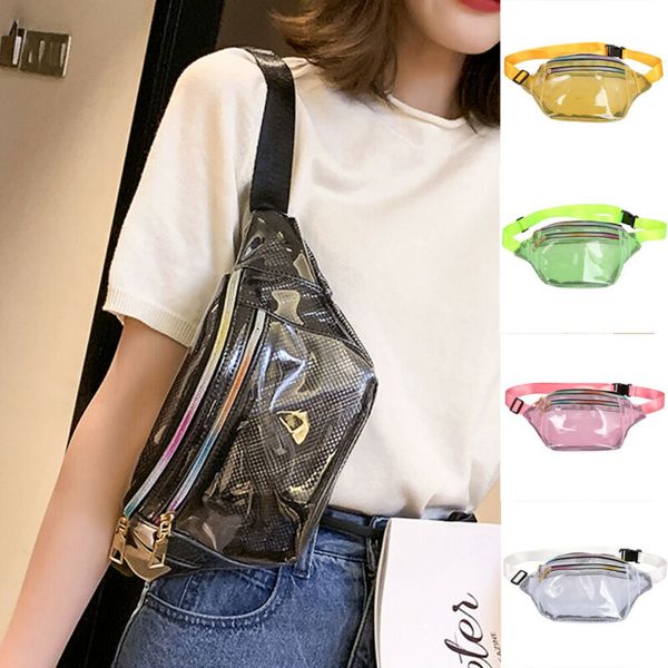 

fashionable women transparent mesh pvc chest bag waist bag travel shopping wallet transparent small waist cool