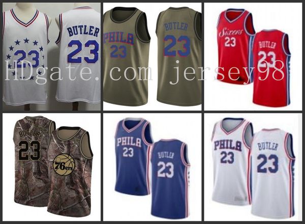 

филадельфия 76ers мужчины # 23 джимми батлер ретро футбол джерси, Black