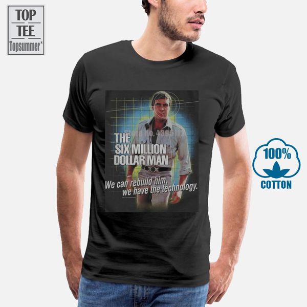 

шесть million dollar man men's технология футболка xxx большой черный rockabilia