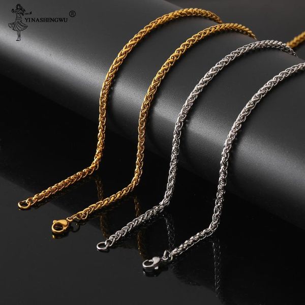 

3mm charm franco chain stainless steel necklaces hip hop gold color chain necklace for male female punk necklace jewelry gifts, Silver