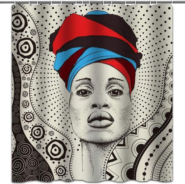 

shower curtains afro african women black girl theme fabric curtain