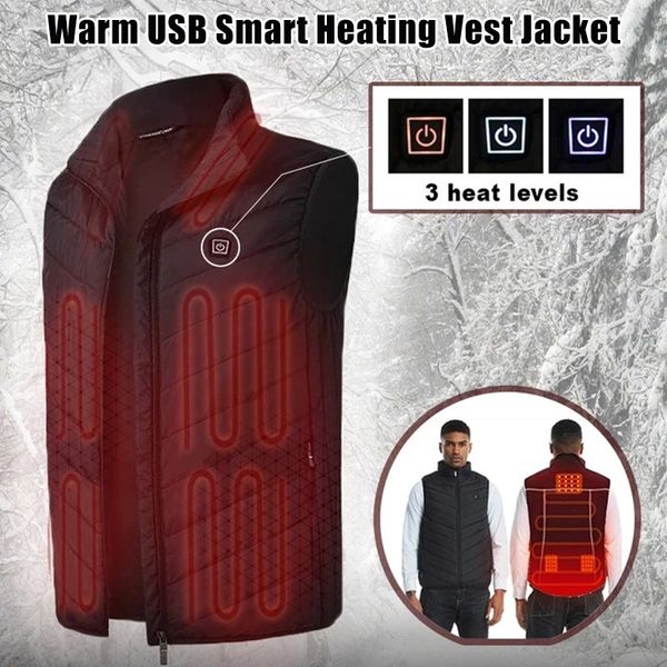 

skiing jackets warming heated vest usb charging padded smart heating hooded coat
