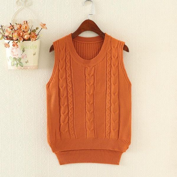 

women's knits & tees 2021 autumn women sweater vests o-neck knitting sleeveless loose casual pullover female elegant knitwear l110, White
