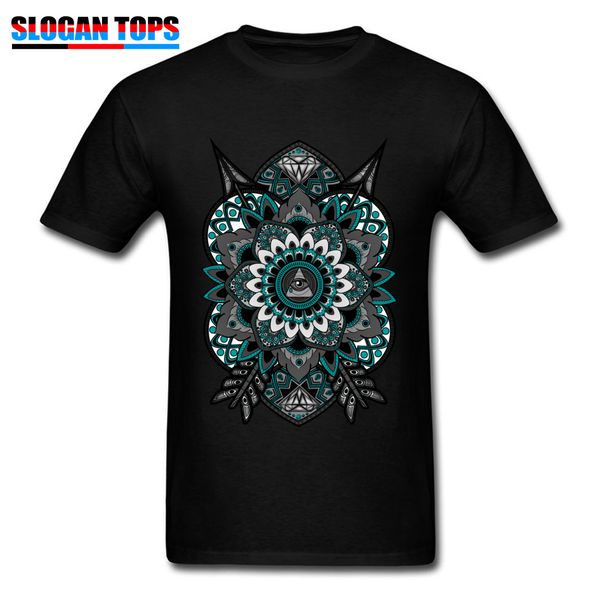 

2018 cotton t-shirt men mandala tshirt illuminati flower of life geometric art designer clothes black vintage tees o neck