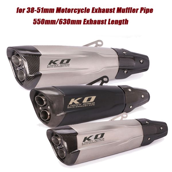 

motorcycle double outlet exhaust pipe system silp on for 51mm tail muffler tip tubes stainless steel carbon fiber set