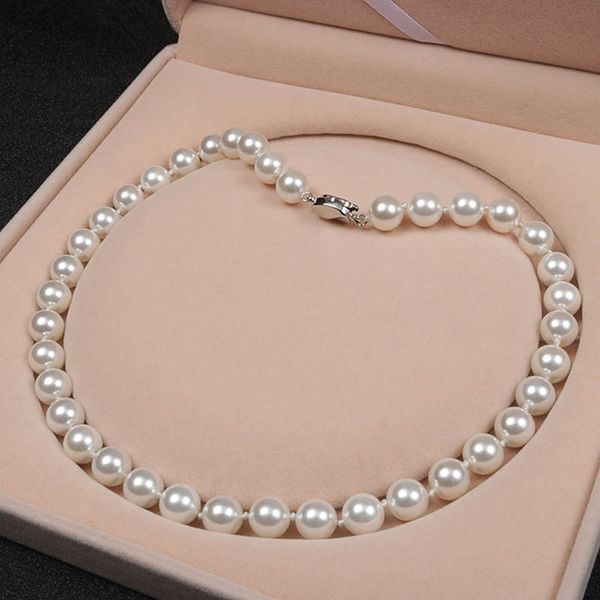 

chains shell bead necklace natural fashion female choker link chain send mom wedding gift jewelry, Silver