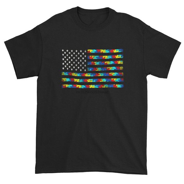 

autism awareness distressed puzzle flag short-sleeve t-shirt street tee shirt