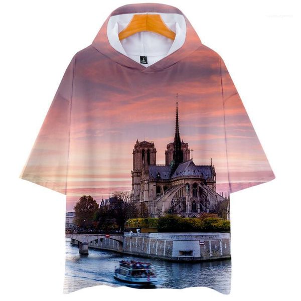 

короткие sleeved тройники нотр-дам де пари мужчины женщины tshirts летняя мода 3d печатные tops, White;black