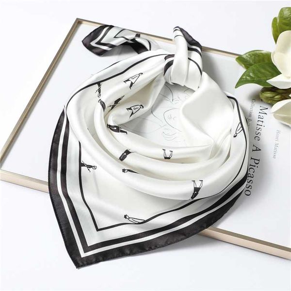 

silk scarf women square neck hair band foulard female neckerchief shawls and wraps bandana scarves, Blue;gray