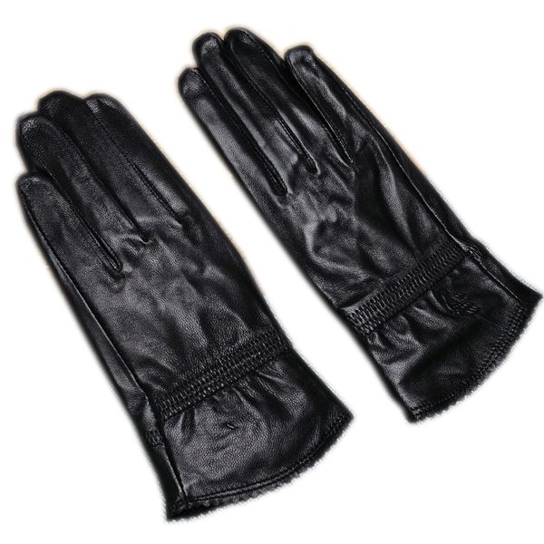 

five fingers gloves genuine leather winter women' thin sheepskin women thermal with faux fur inside, Blue;gray