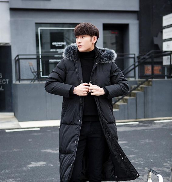 

boollili men s down jacket black mens white duck down coat male hooded fur collar coats long jackets chaqueta hombre