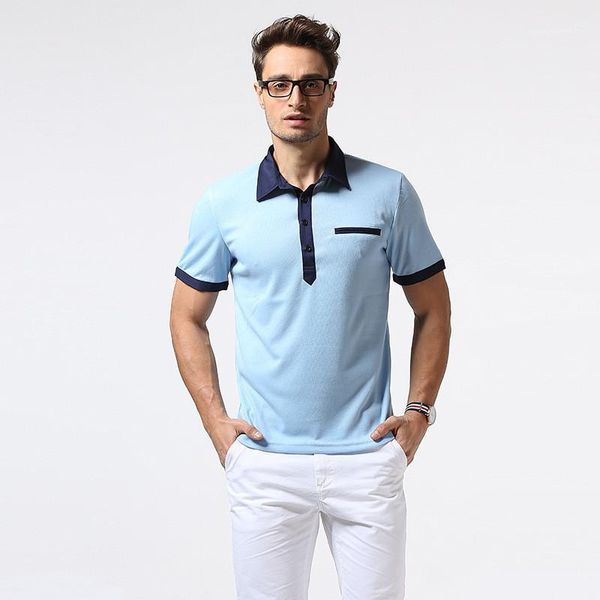 

brief tees casual homme slim mens polos solid color summer mens casual polos lapel neck patchwork, White;black