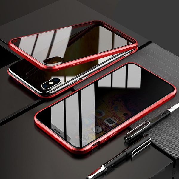 

anti-peep magnetic phone case protective case with double sides tempered glass screen protect film lfx-ing