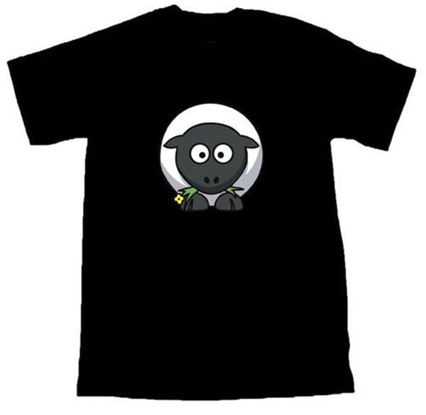 

sheep cartoon t-shirt all sizes black tee shirt gift funny cotton