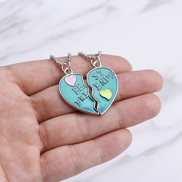

pendant necklaces friend necklace 2 piece bff heart couple chain jewelry cute dainty fashion accessories, Silver