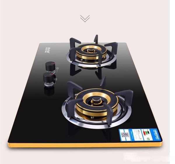 

factory wholesale household fire stove vise dual-use gas aluminum alloy edging with stove thermocouple extinction black crystal tempered gla